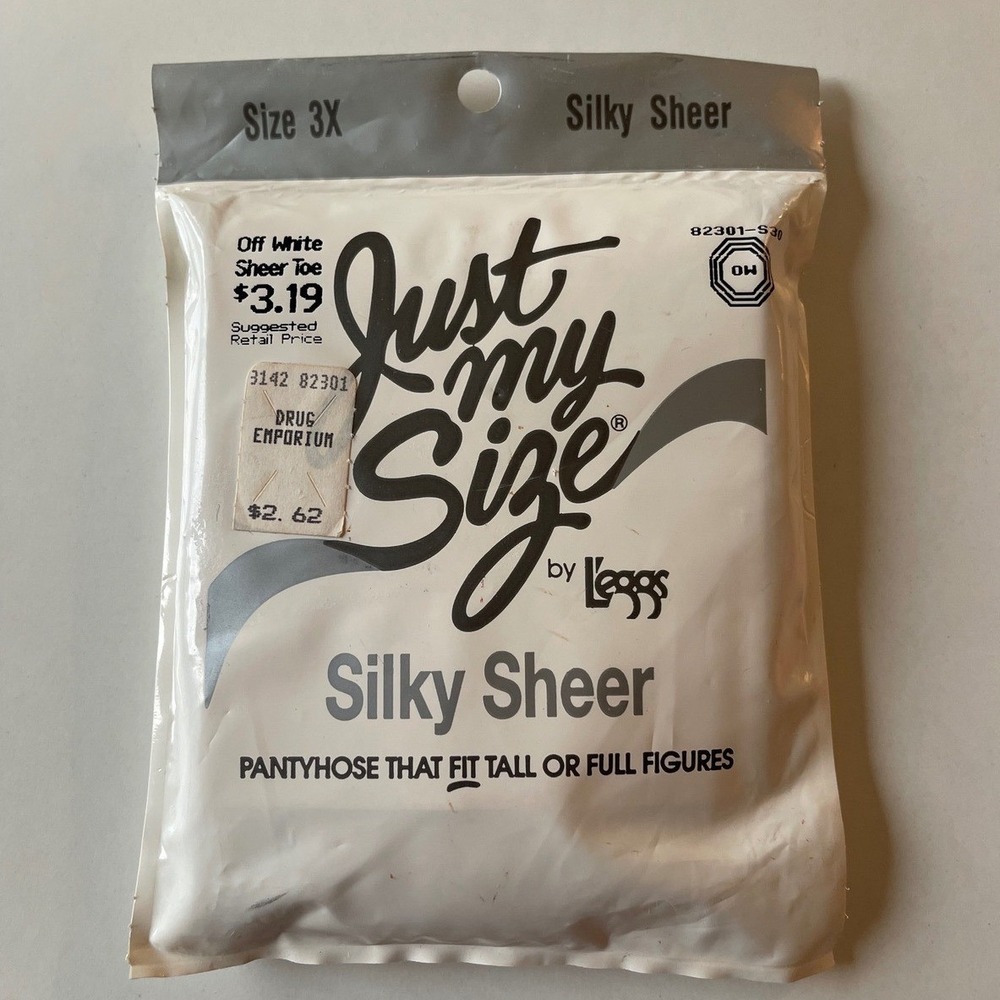 Vintage 1997 L'eggs Just My Size Pantyhose 3x off white silky Sheer New‎ 82301